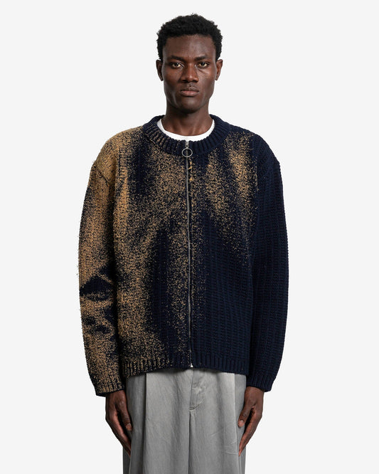 Maison Margiela Men's Sweater Sandstorm Flock Print Cardigan in Navy