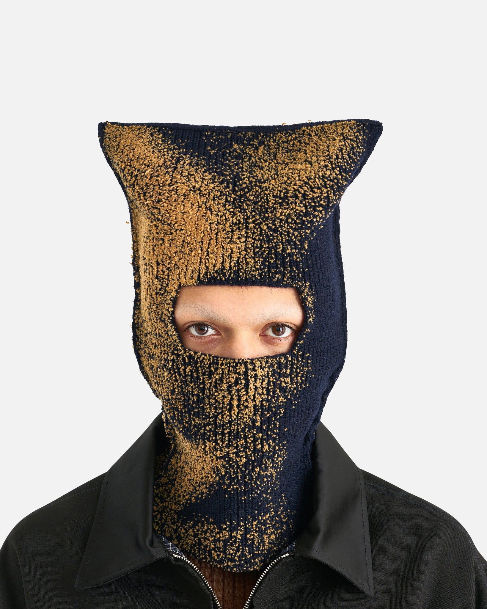 Maison Margiela Men's Hats Sandstorm Flock Print Knit Balaclava in Navy