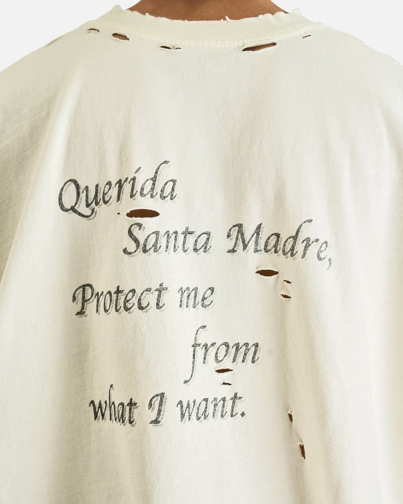 Willy Chavarria Men's T-Shirts Santa Madre Destroyed Buffalo Tee in Off-White