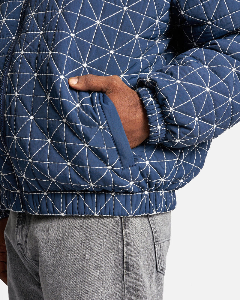 KENZO Men's Coat Sashiko Stitch Down Jacket in Midnight Blue