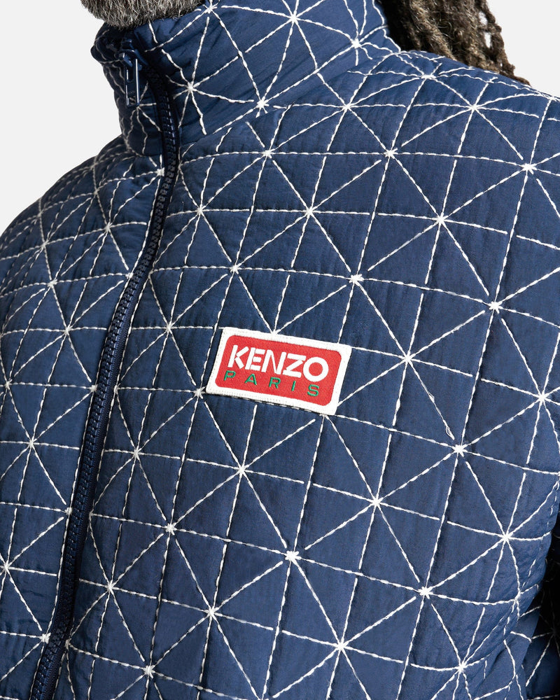 KENZO Men's Coat Sashiko Stitch Down Jacket in Midnight Blue