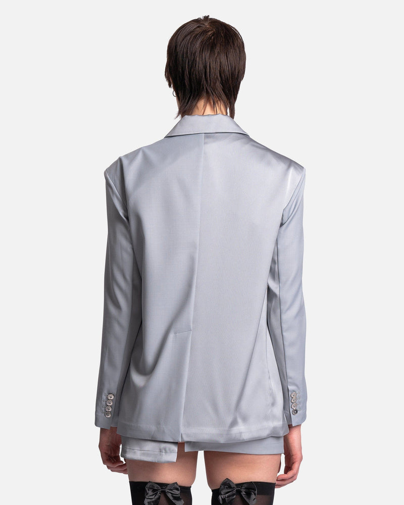 Feng Chen Wang Women Jackets Satin Deconstructed Blazer in Grey