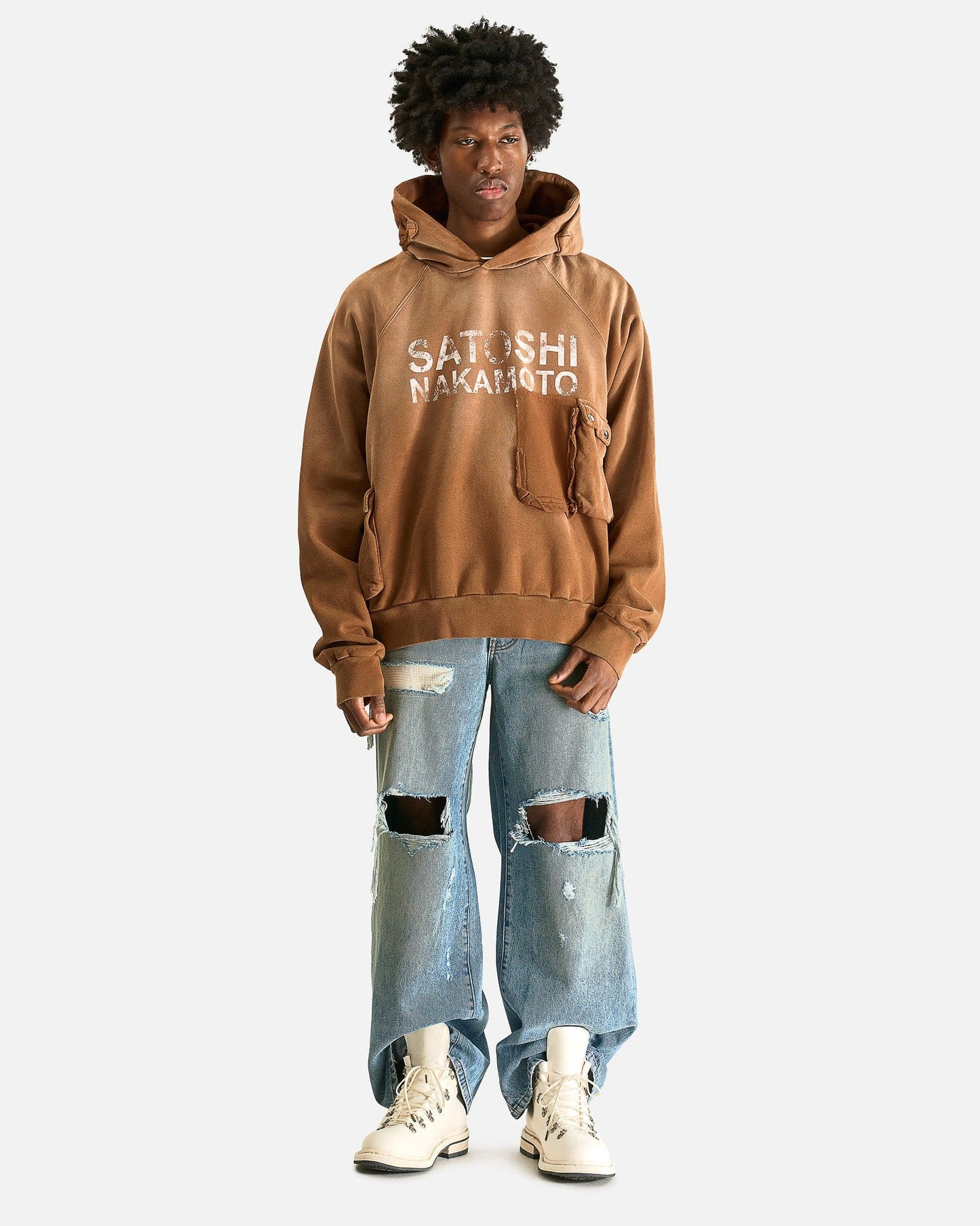 Satoshi Nakamoto Men's Sweatshirts Satoshi Cargo Hoodie in Brick