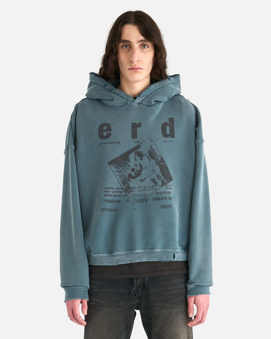 Enfants Riches Deprimes Men's Sweatshirts School-Days Hoodie in Faded Light Blue/ Black