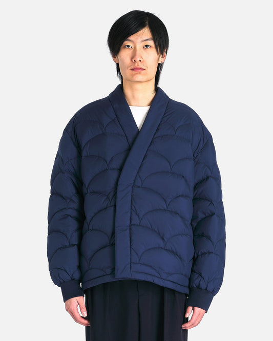 KENZO Men's Jackets Seigaiha Light Down Kimono in Midnight Blue