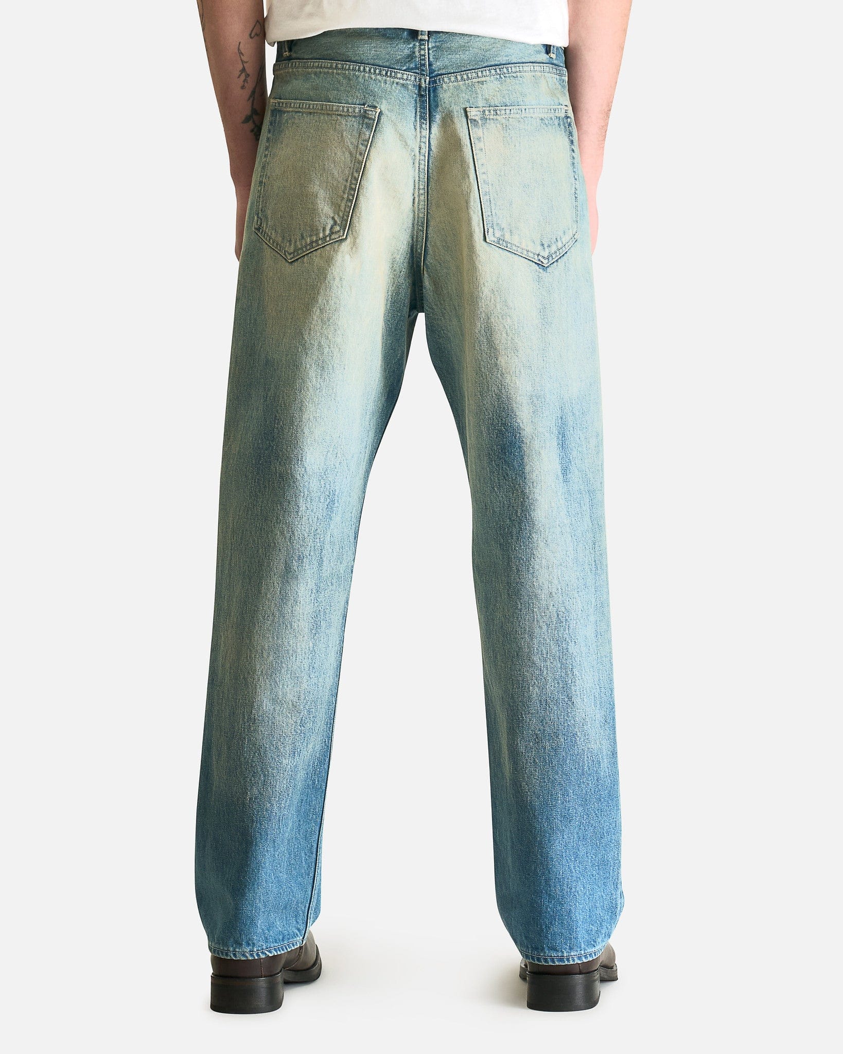 Selvedge Faded Heavy Denim Wide Pants in Faded Indigo – SVRN