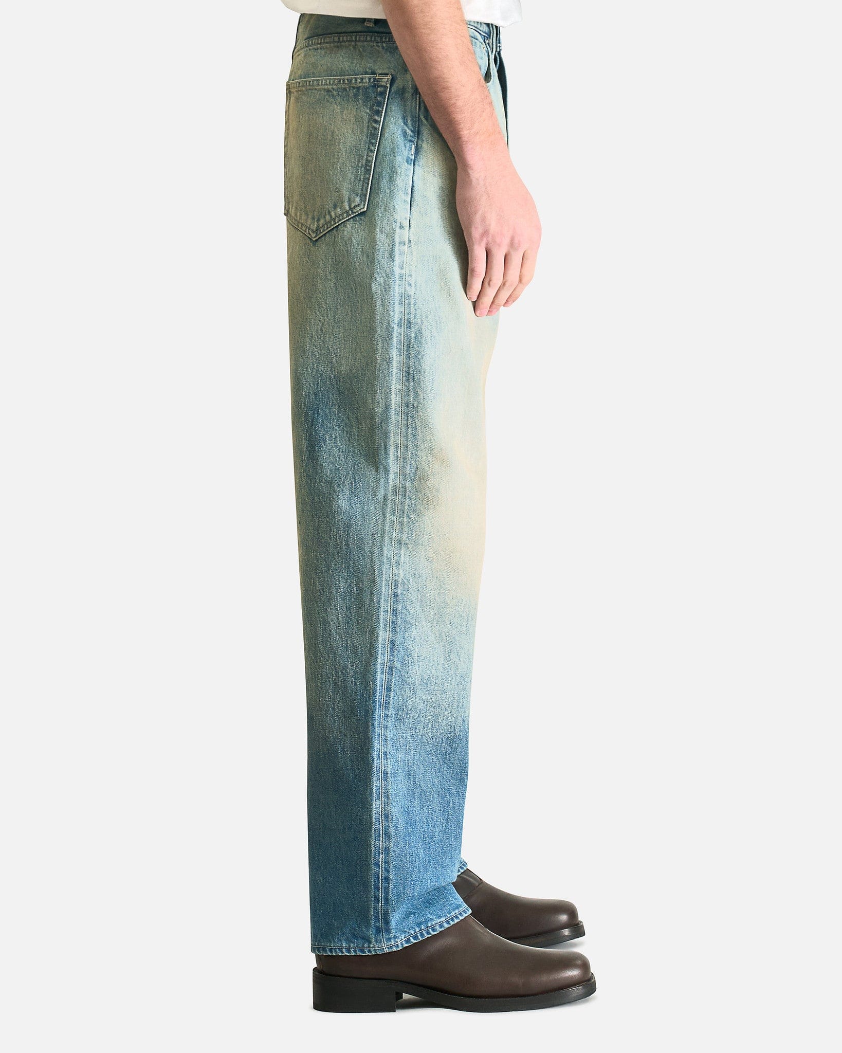 Selvedge Faded Heavy Denim Wide Pants in Faded Indigo – SVRN