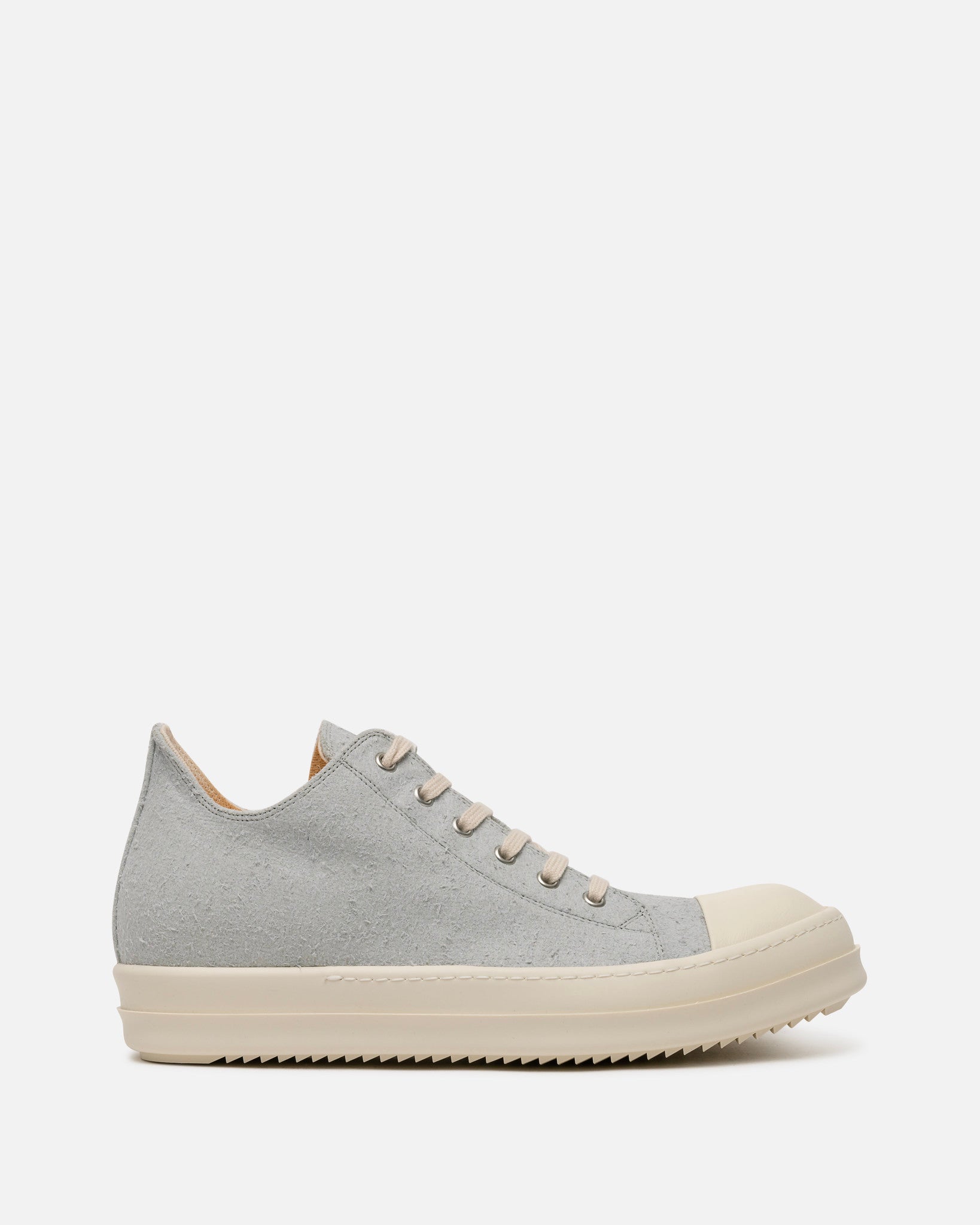 Rick Owens DRKSHDW Men's Sneakers Shaggy Suede Low Ramones in Oyster/Milk