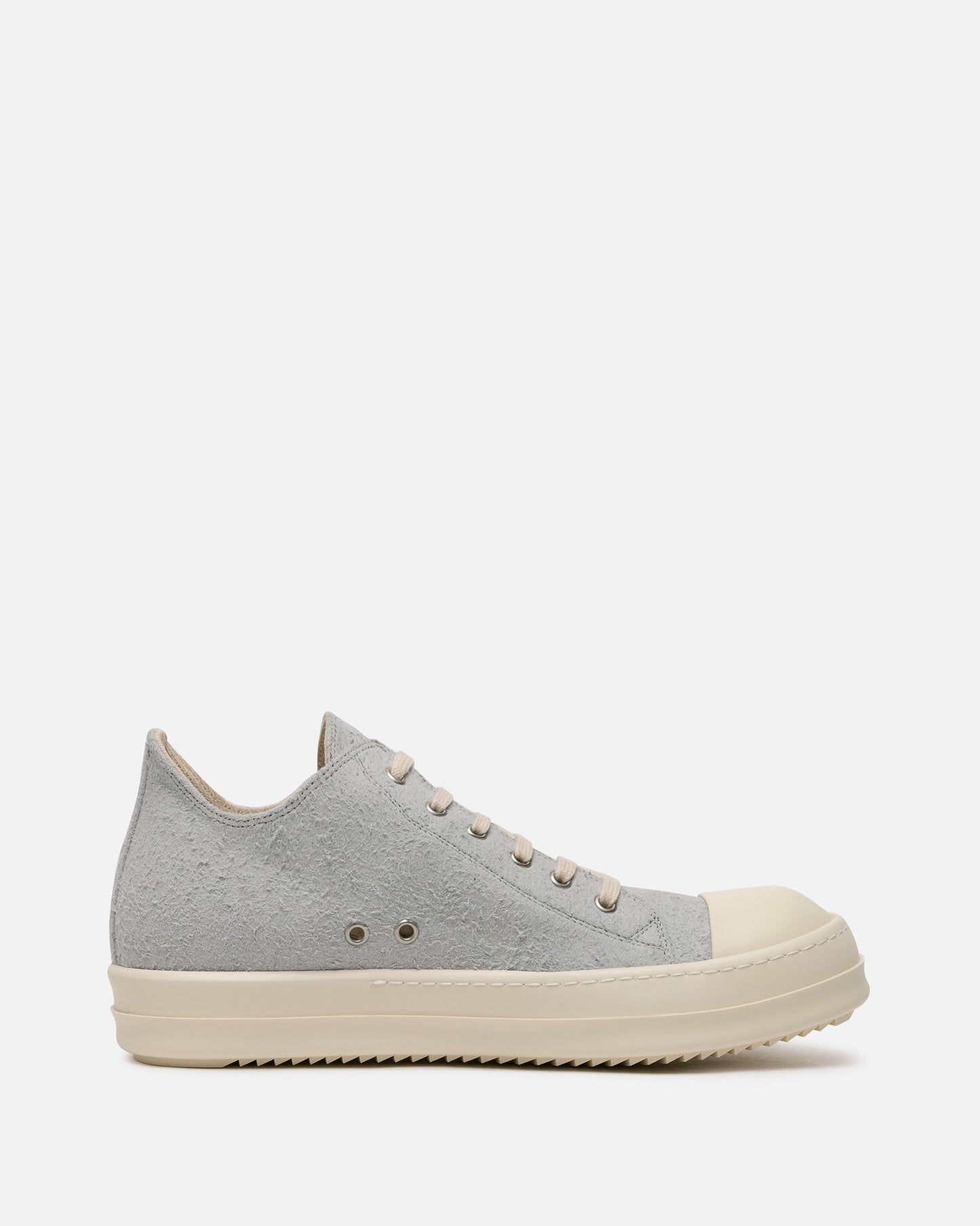 Rick Owens DRKSHDW Men's Sneakers Shaggy Suede Low Ramones in Oyster/Milk