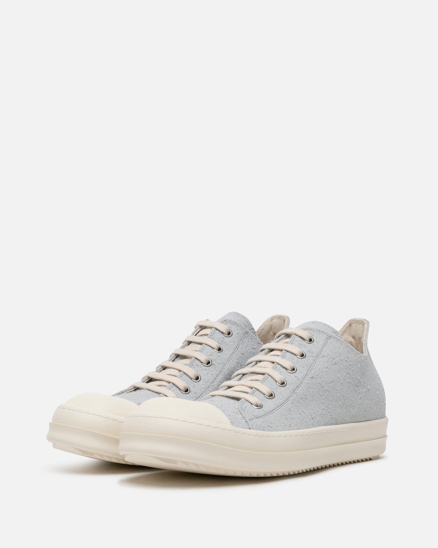 Rick Owens DRKSHDW Men's Sneakers Shaggy Suede Low Ramones in Oyster/Milk