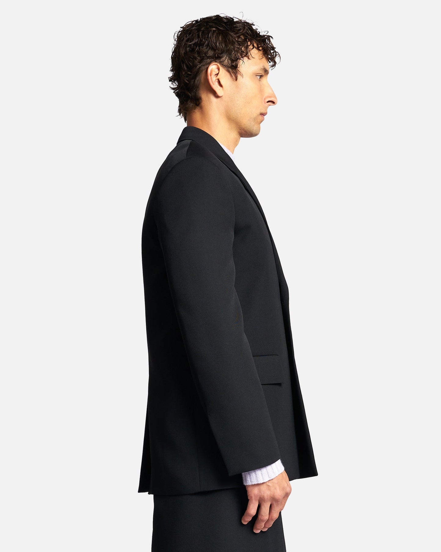 Jil Sander Men's Jackets Sharp Wool Gabardine Jacket in Black