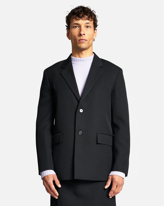 Jil Sander Men's Jackets Sharp Wool Gabardine Jacket in Black