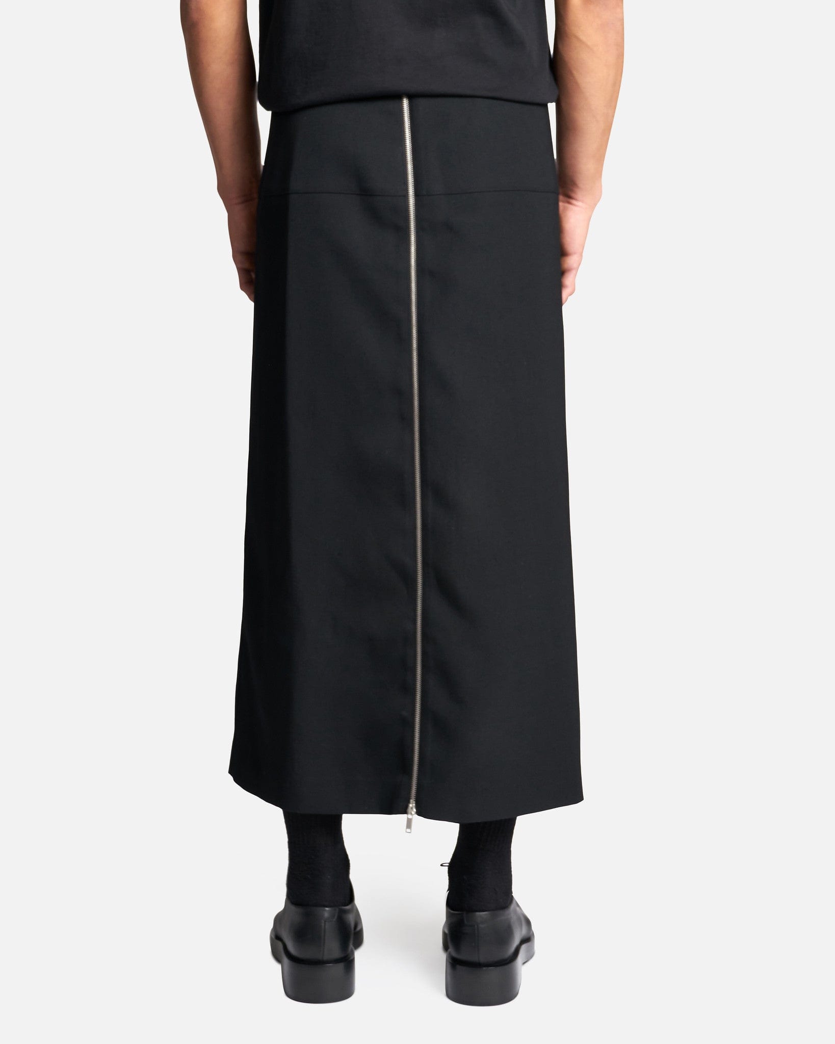 Jil Sander Men's Pants Sharp Wool Panel Skirt in Black