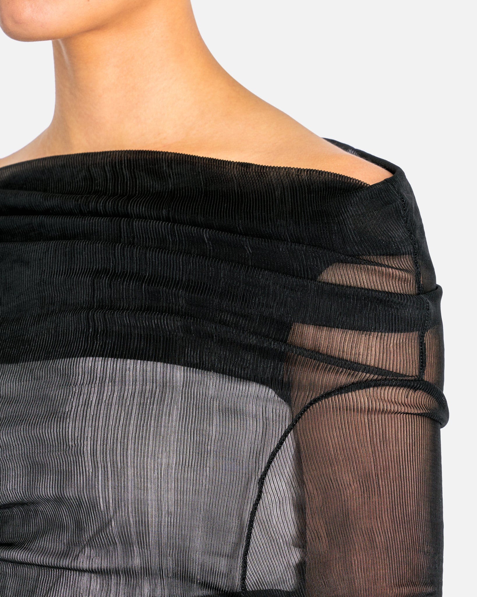 MM6 Maison Margiela Women Tops Sheer Ribbed Jersey Top in Black/White