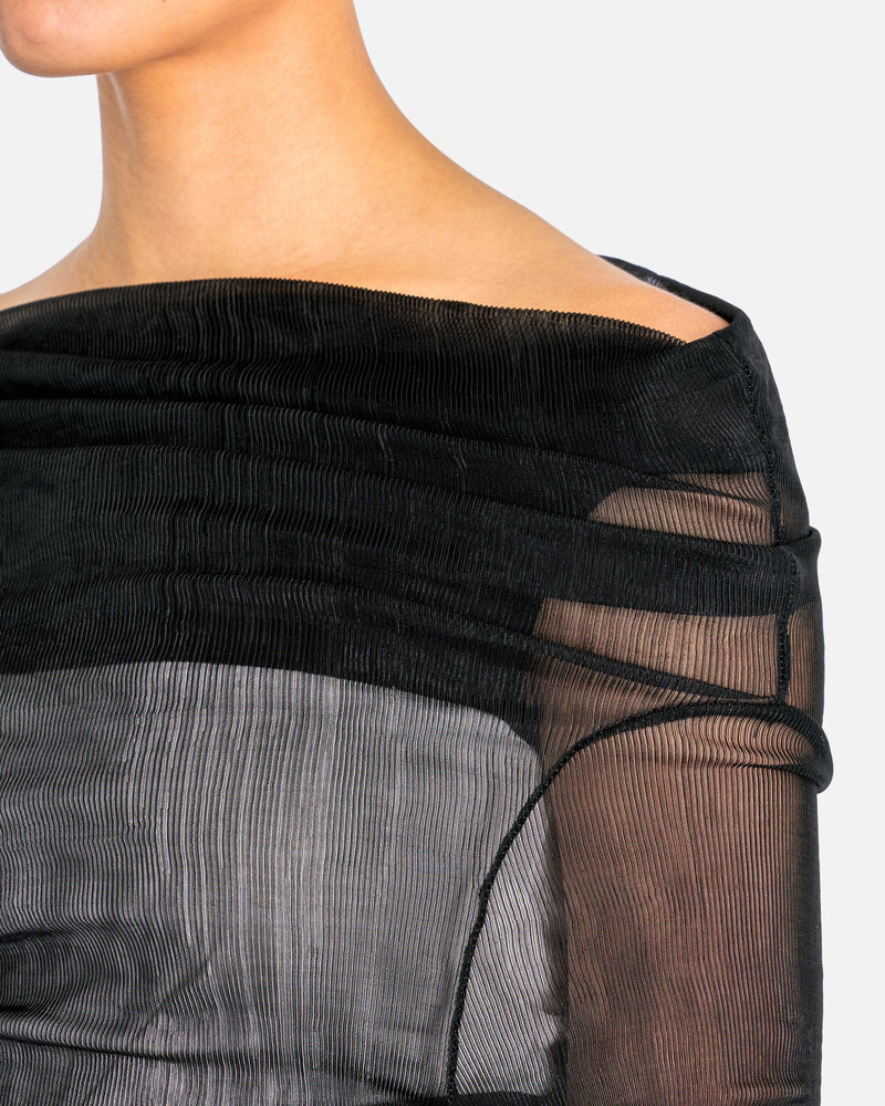 MM6 Maison Margiela Women Tops Sheer Ribbed Jersey Top in Black/White