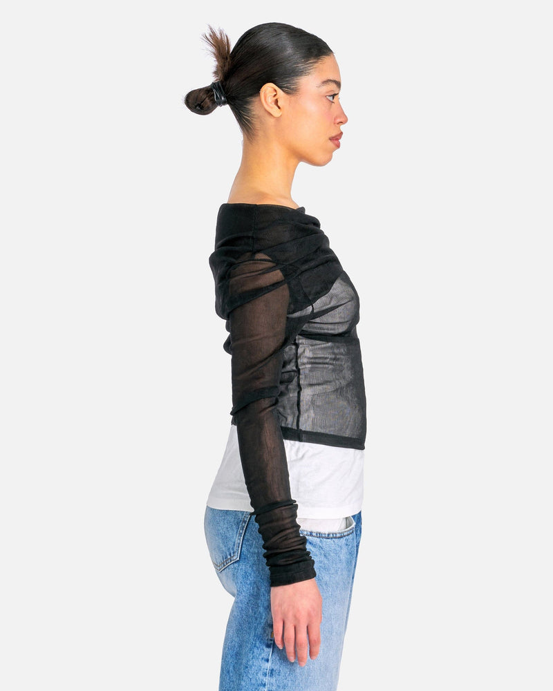 Sheer Ribbed Jersey Top in Black/White – SVRN Sheer Ribbed Jersey Top in Black/White – SVRN