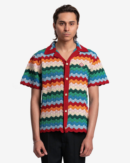 Casablanca Men's Shirts Shell Crochet Shirt in Rainbow Multi