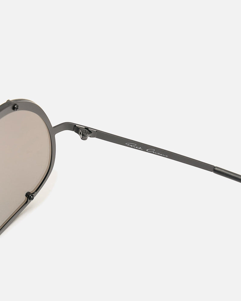Rick Owens Eyewear OS Shield Sunglasses in Black/Flash Gold