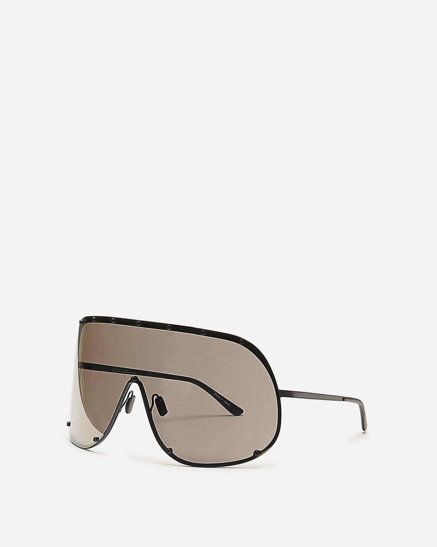 Rick Owens Eyewear OS Shield Sunglasses in Black/Flash Gold