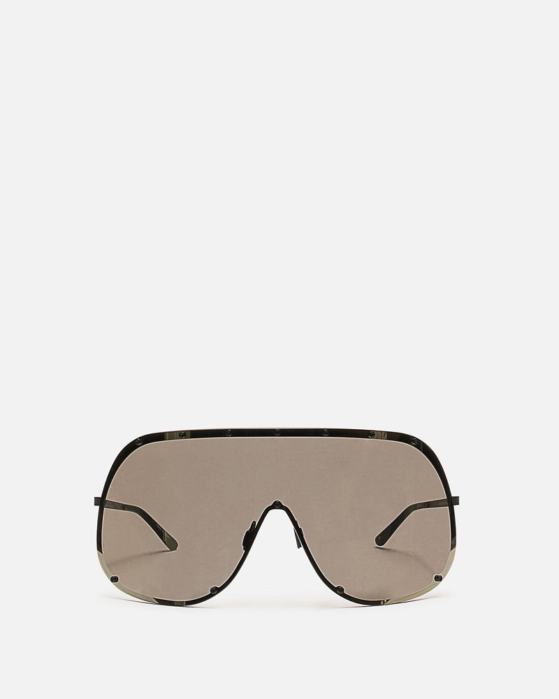 Rick Owens Eyewear OS Shield Sunglasses in Black/Flash Gold