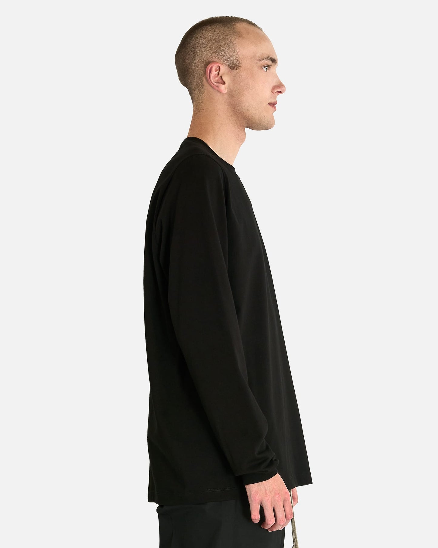 Rick Owens Men's T-shirts Short Crewneck Longsleeve T in Black