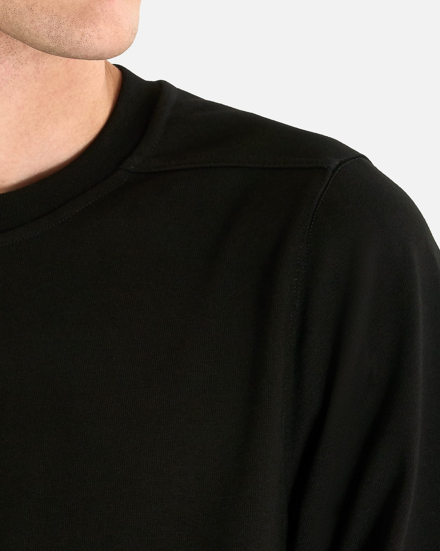 Rick Owens Men's T-shirts Short Crewneck Longsleeve T in Black