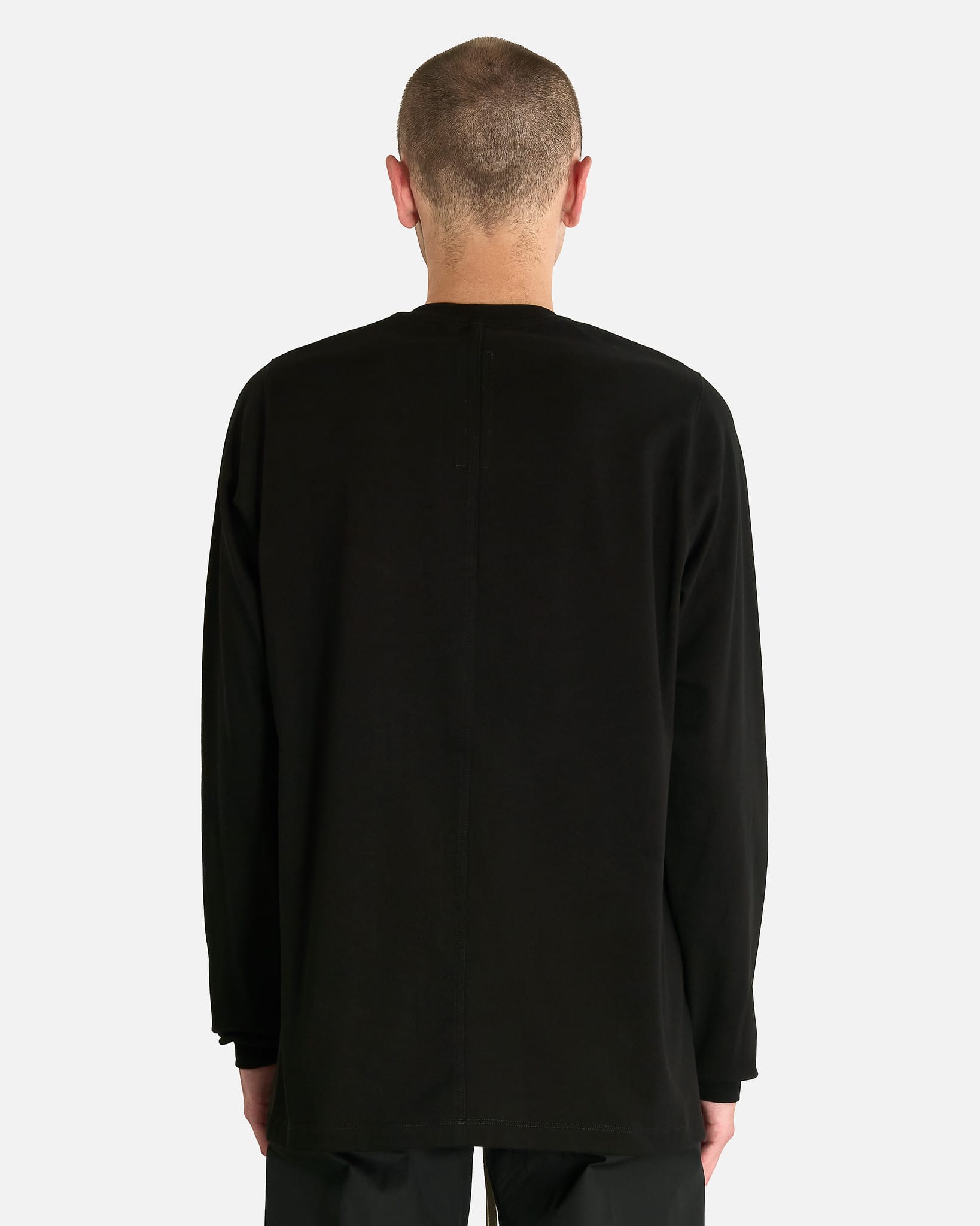 Rick Owens Men's T-shirts Short Crewneck Longsleeve T in Black