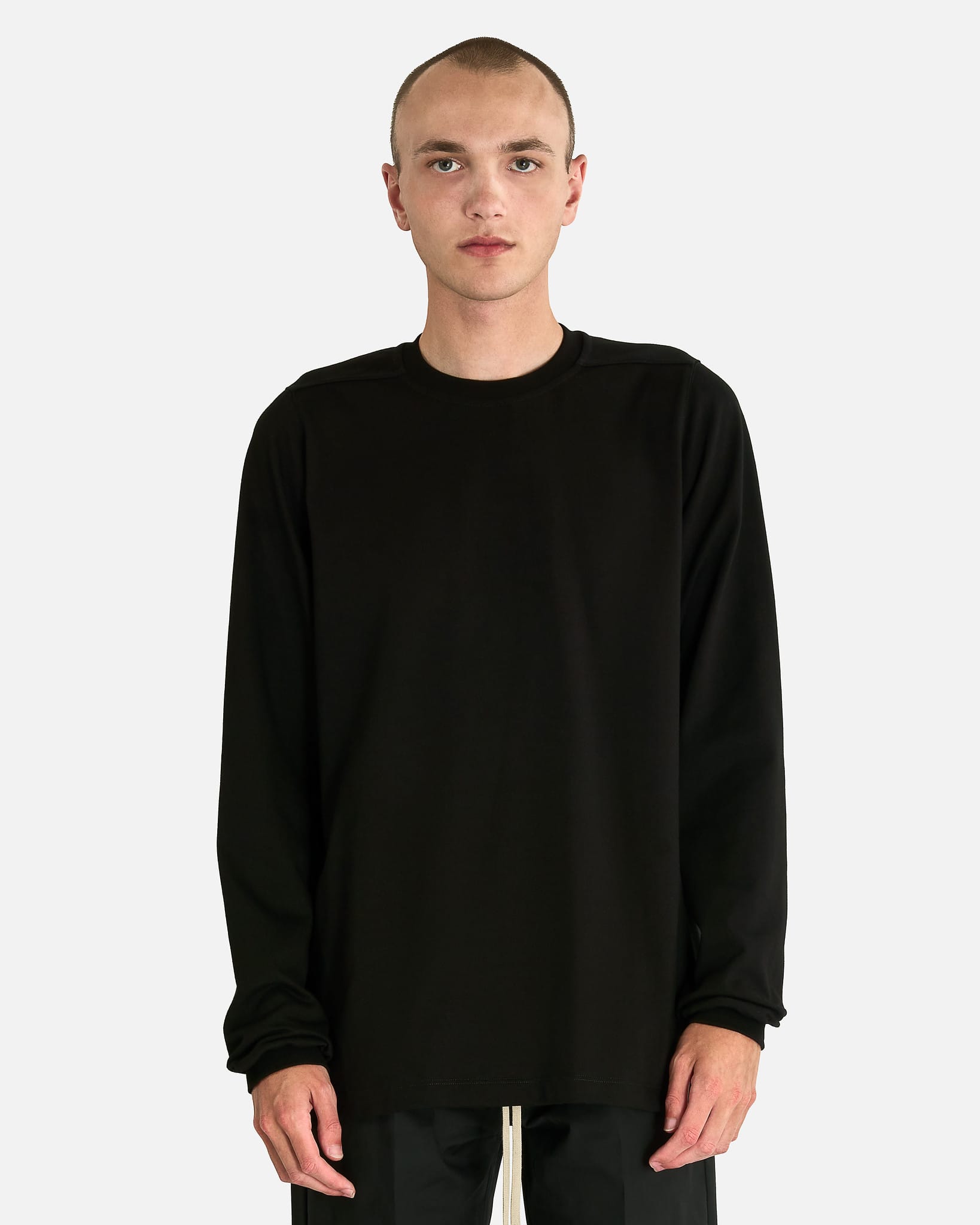 Rick Owens Men's T-shirts Short Crewneck Longsleeve T in Black