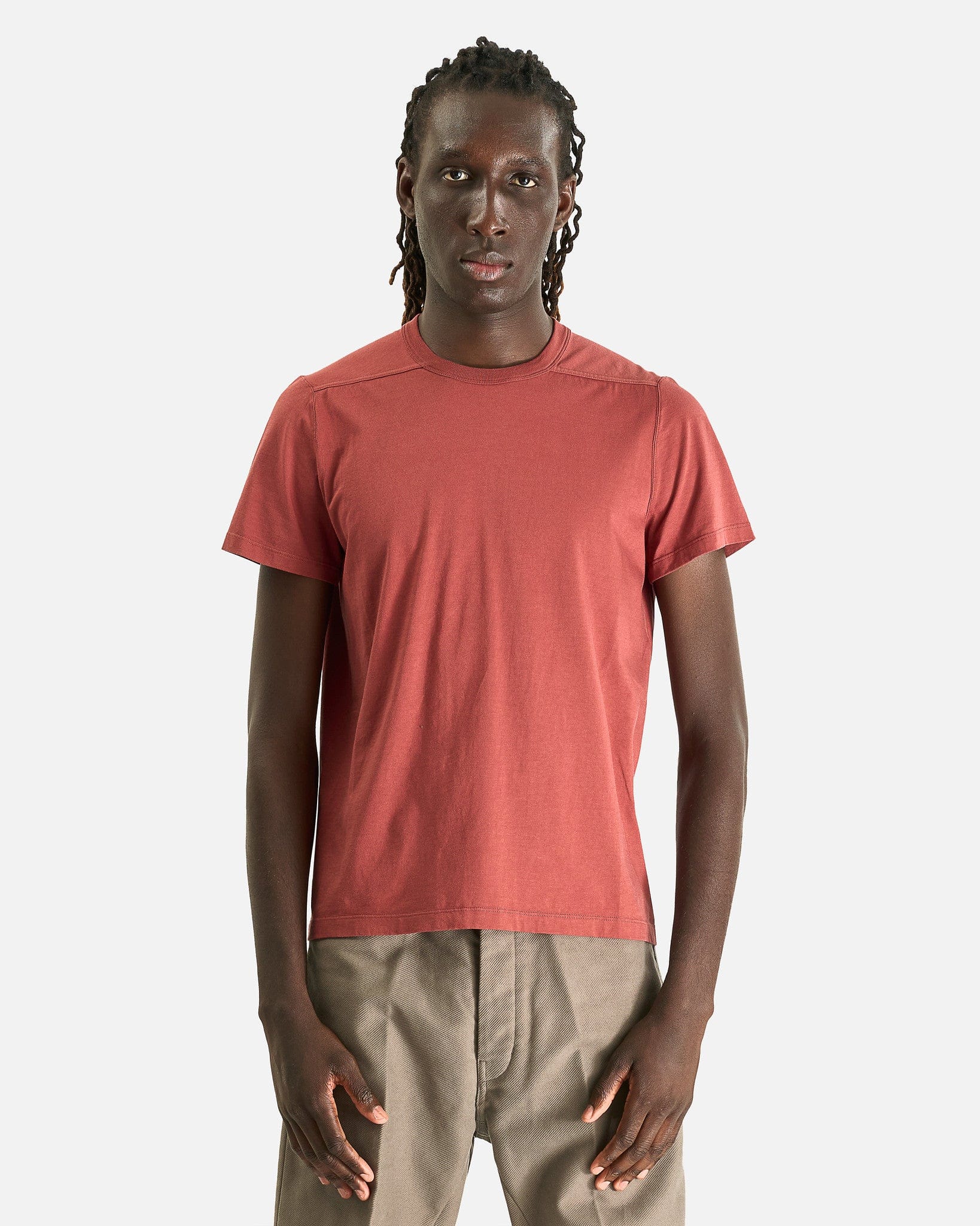 Rick Owens Men's T-Shirts Short Level T in Rosewood