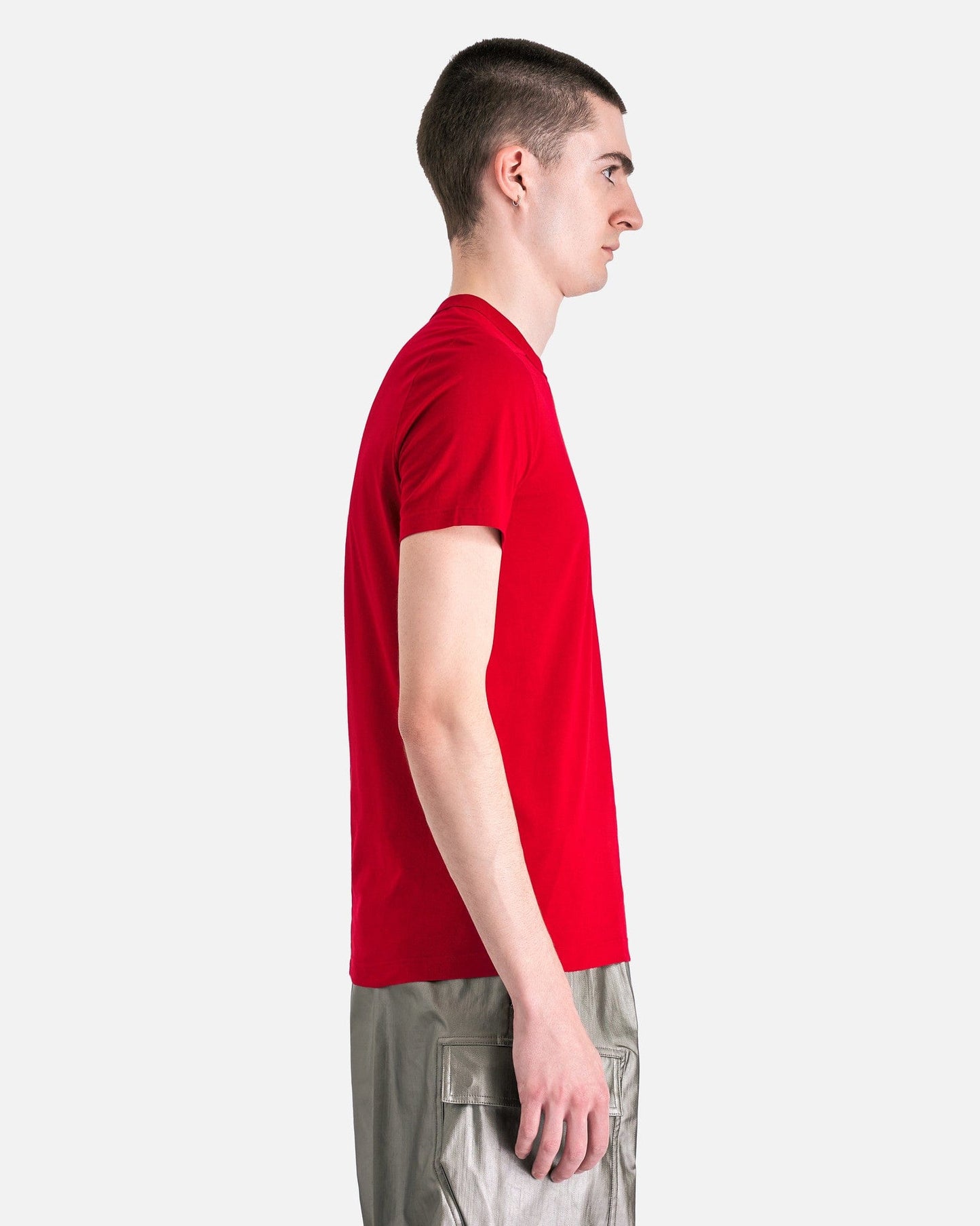 Rick Owens Men's T-Shirts Short Level T-Shirt in Cardinal Red