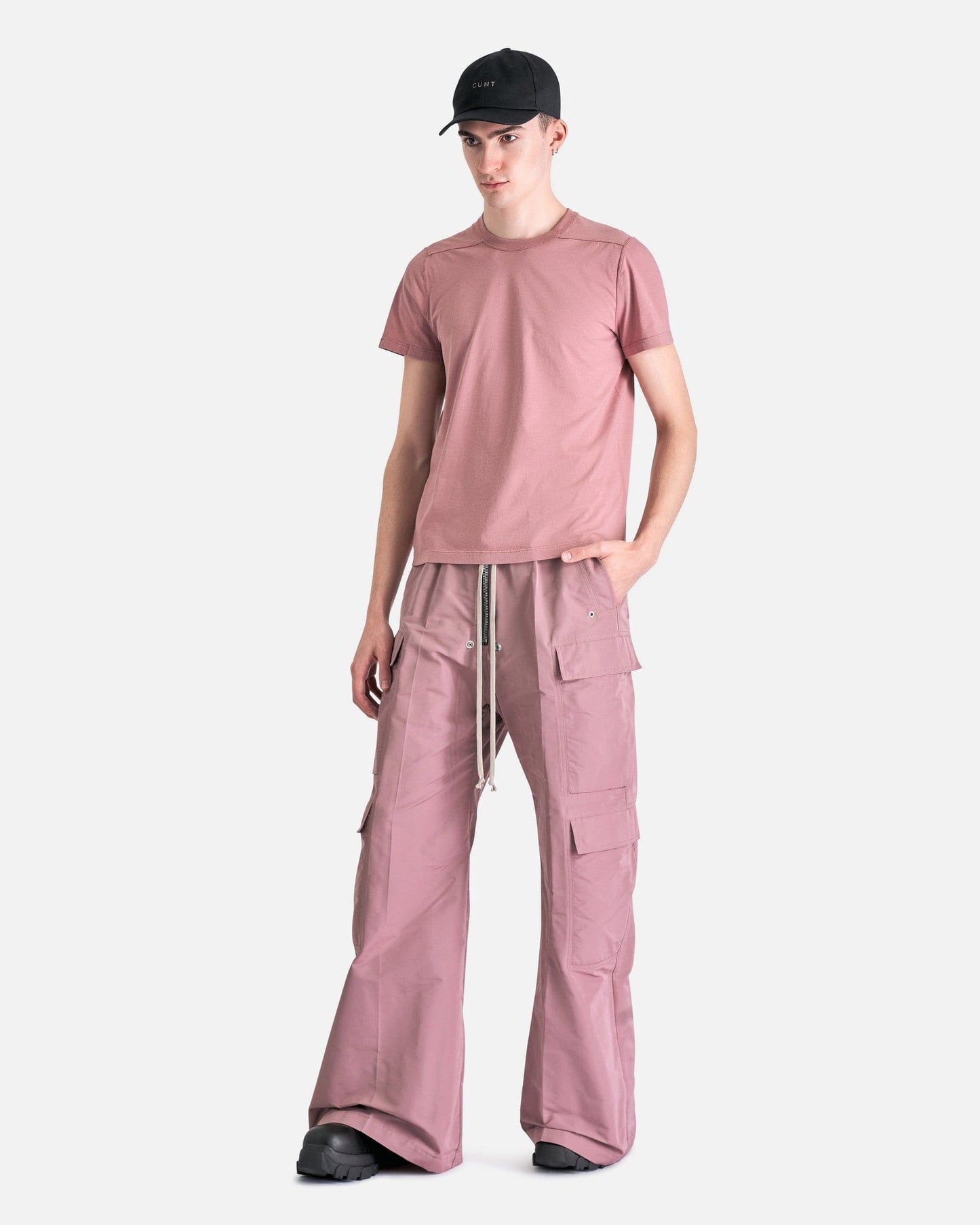 Rick Owens Men's T-Shirts Short Level T-Shirt in Dusty Pink