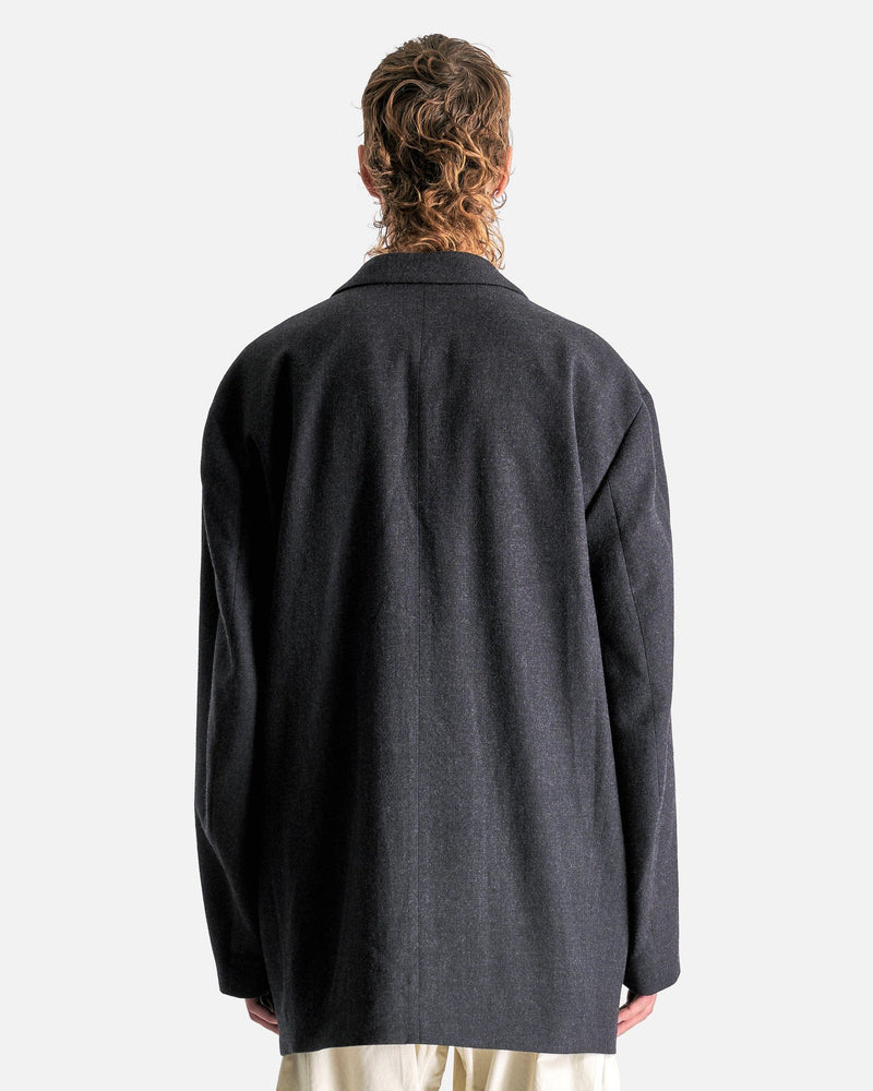 LEMAIRE Men's Coat Short Maxi DB Coat in Anthracite/Grey