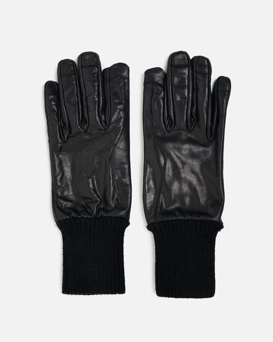 Rick Owens Men's Gloves S Short Ribcuff Gloves in Black