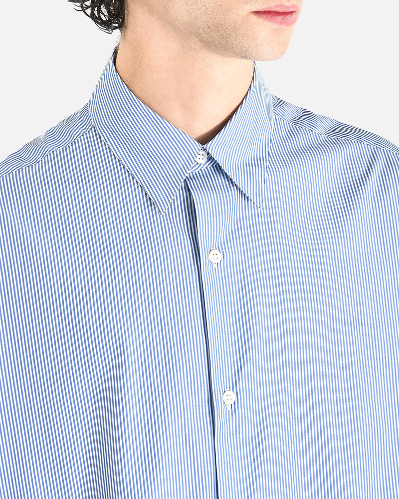 Studio Nicholson Men's Shirts Short Sleeve Shirt in Blue and White