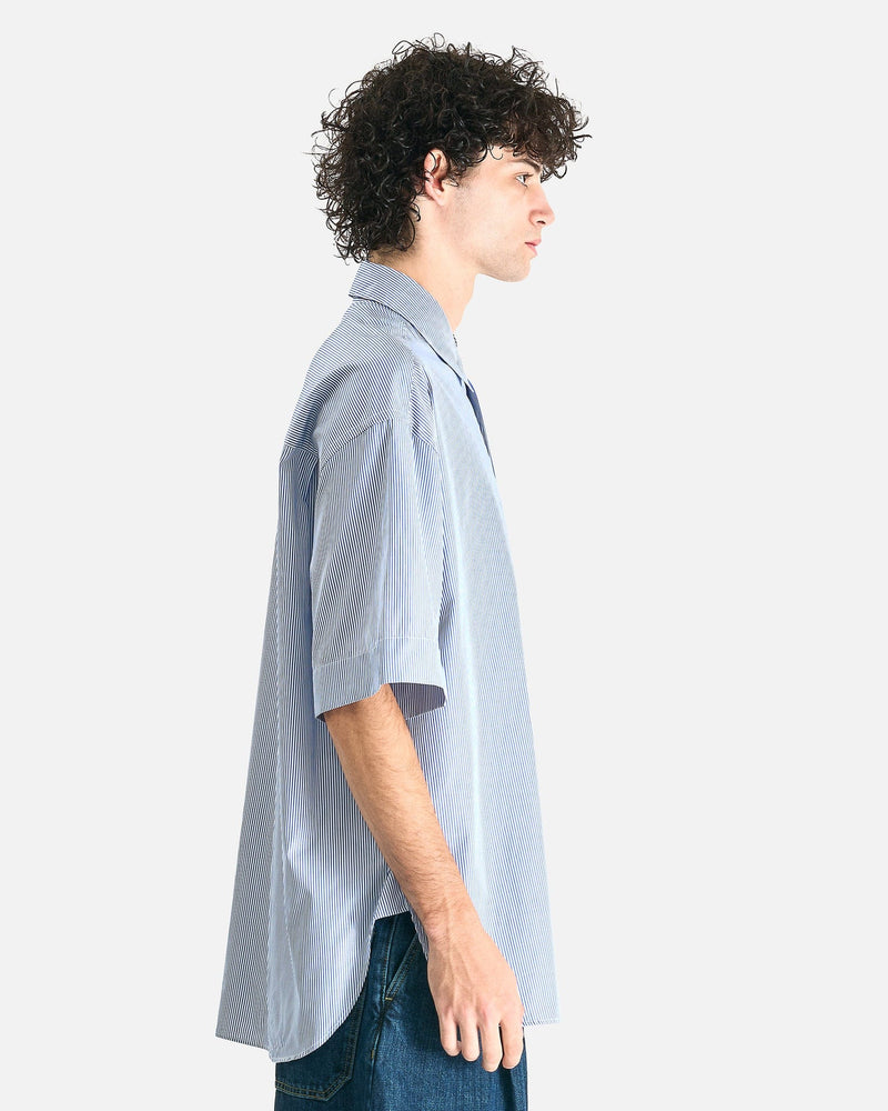 Studio Nicholson Men's Shirts Short Sleeve Shirt in Blue and White