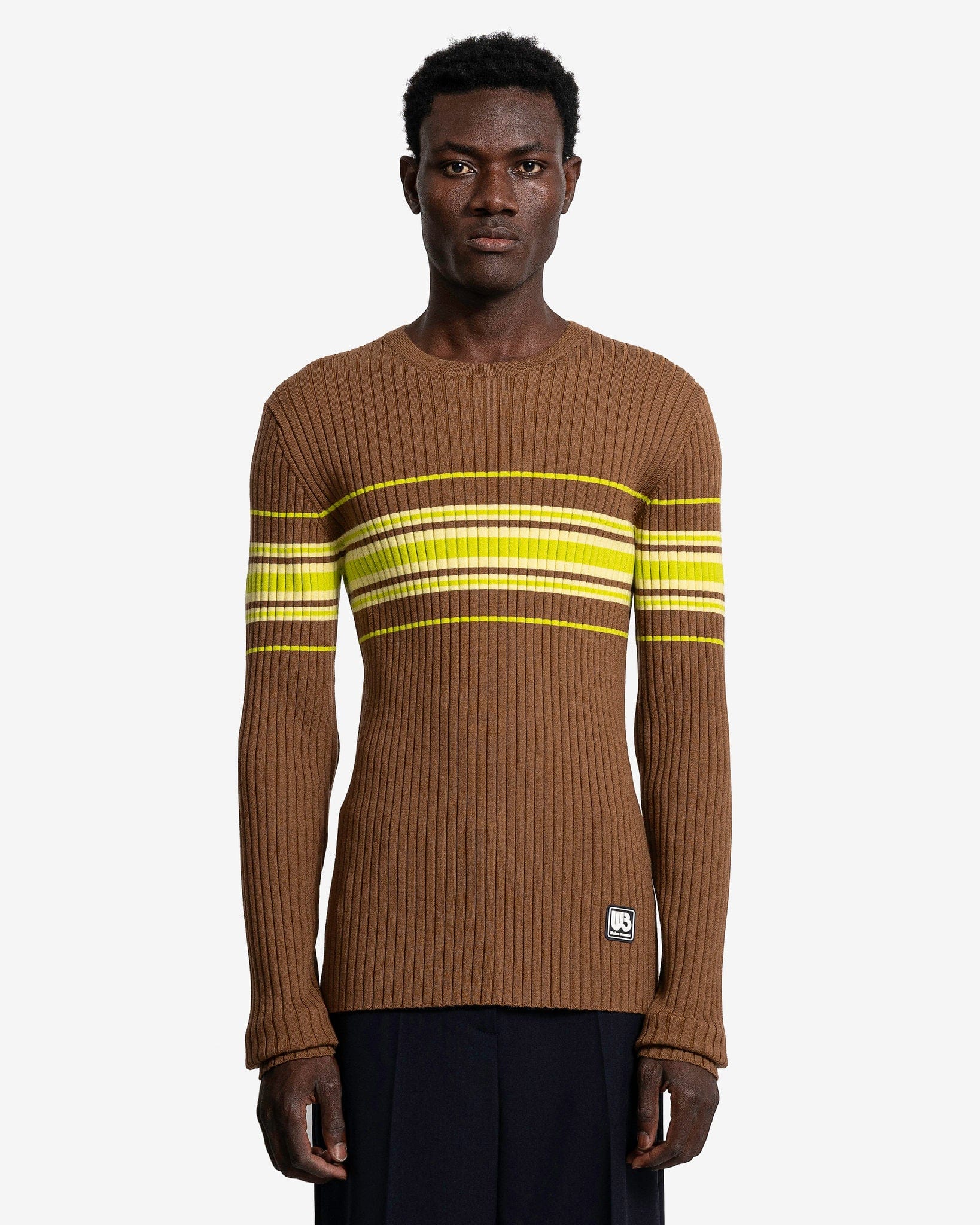 Wales Bonner Men's Tops Show Knit Top in Beige/Lime