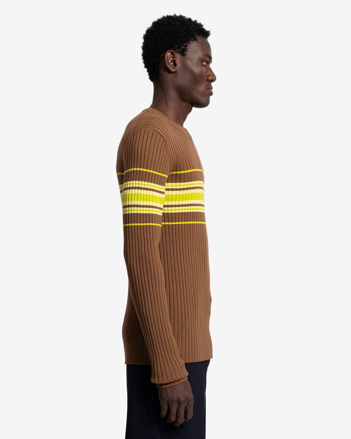 Wales Bonner Men's Tops Show Knit Top in Beige/Lime