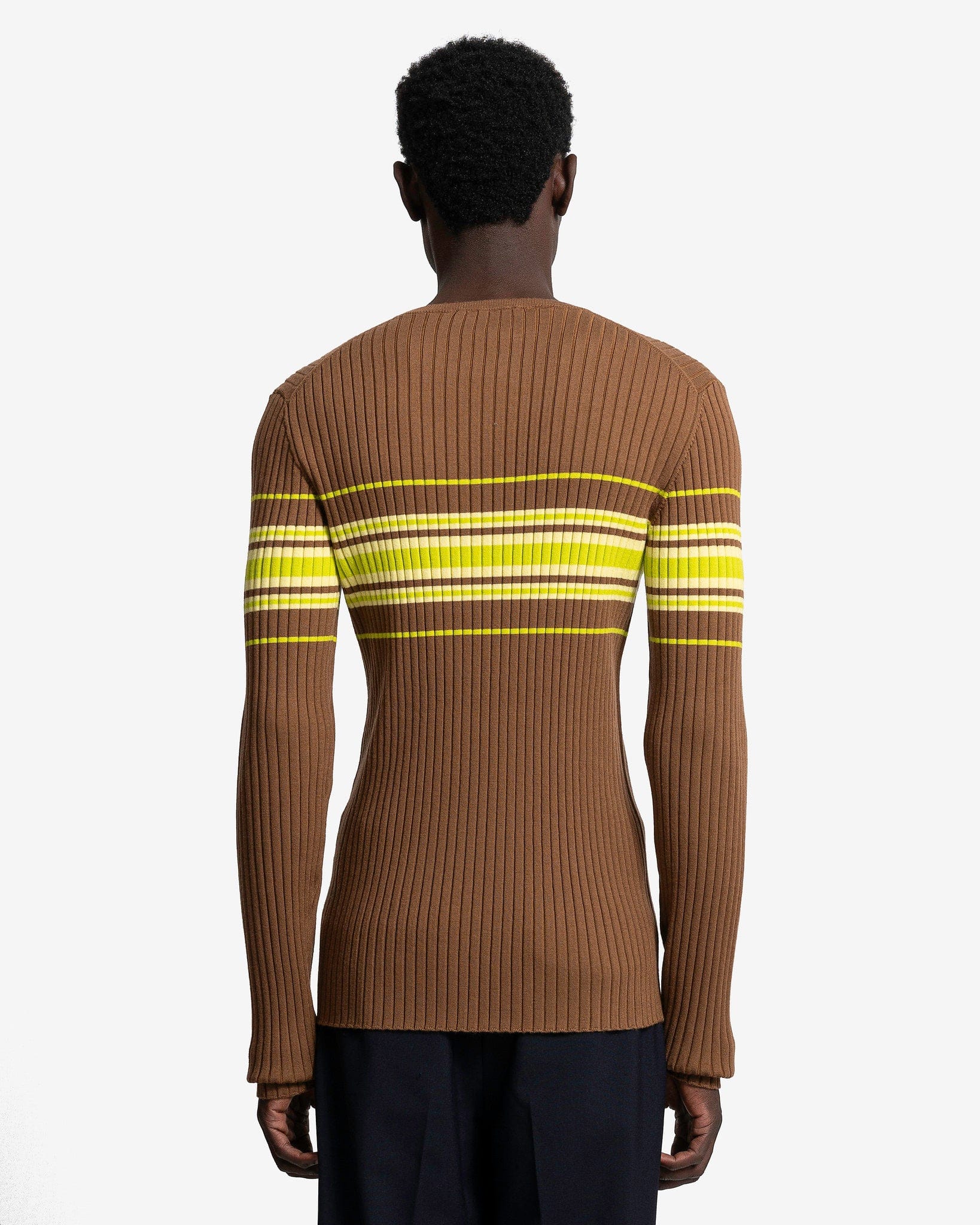 Wales Bonner Men's Tops Show Knit Top in Beige/Lime