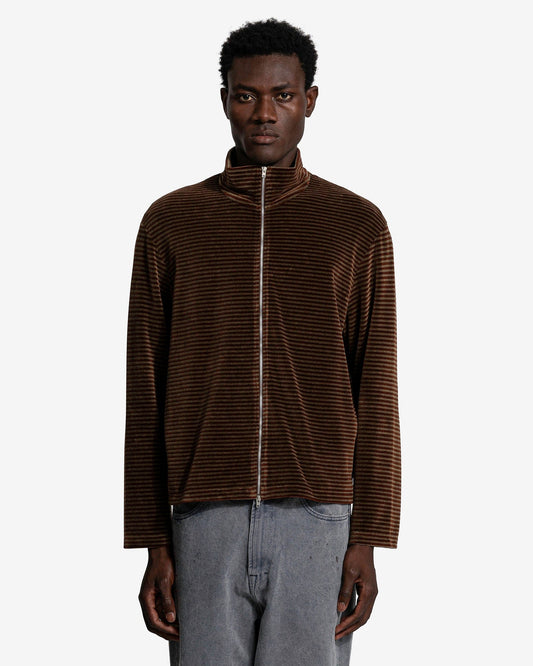 Our Legacy Men's Jackets Shrunken Full-Zip Polo in Scoobie Stripe Velour