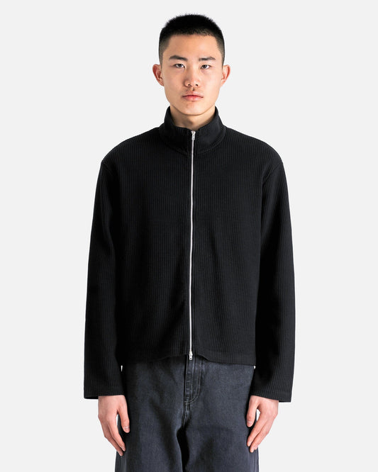 Our Legacy Men's Shirts Shrunken Fullzip Polo in Black Rib