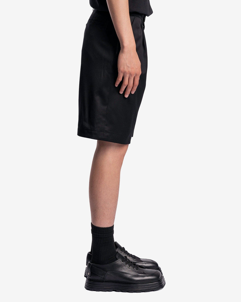 Juun.J Men's Shorts Side Seam Zipper Wool Shorts in Black
