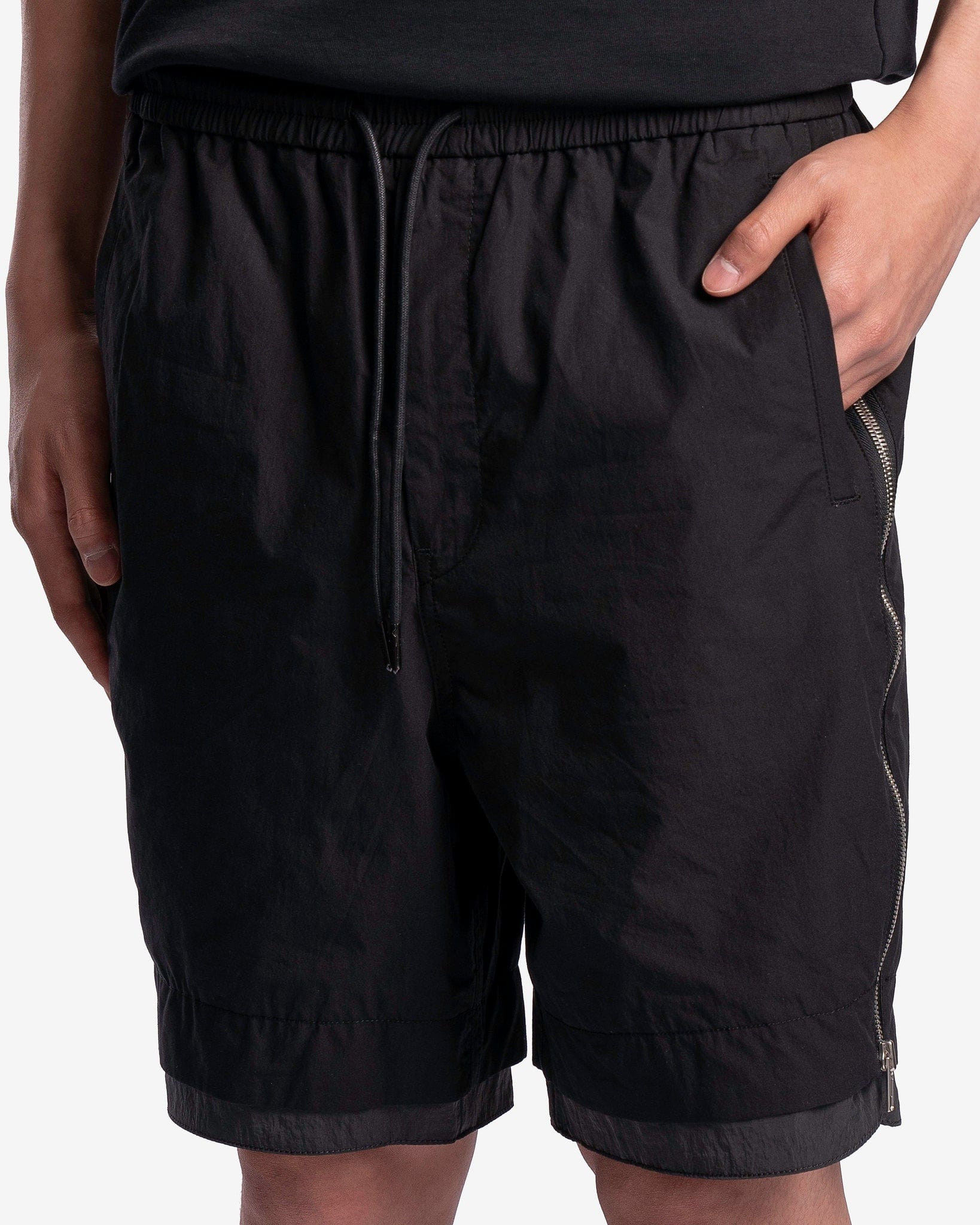 Juun.J Men's Shorts Side Zipper Shorts in Black