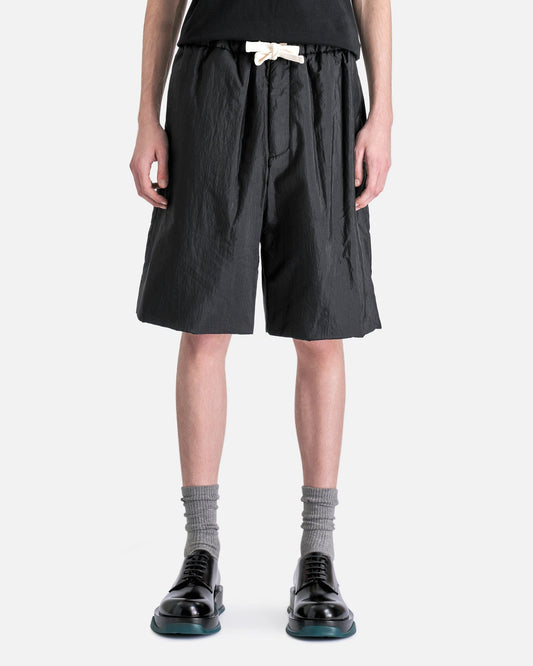 Jil Sander Men's Shorts Silk and Nylon Canvas Short Trousers in Black