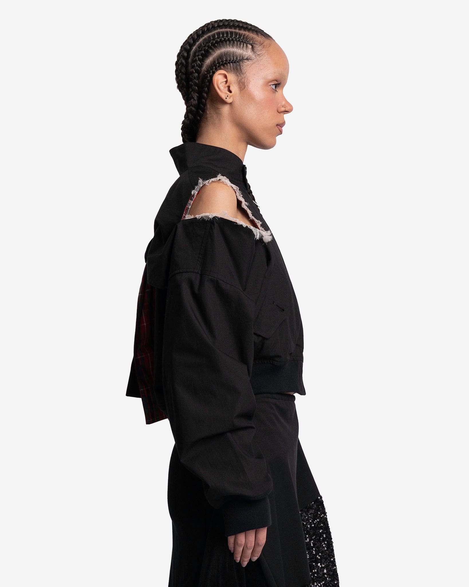 Undercover Women Jackets Silk Tulle Slit Blouson in Black