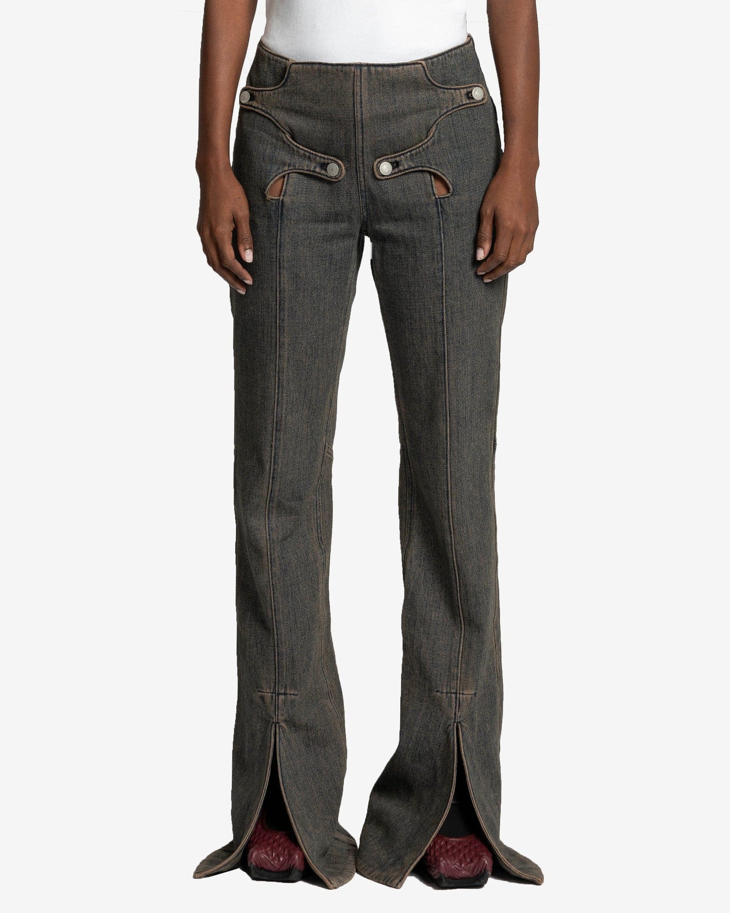 Goomheo Women Pants Simple Flap Trousers in Blue