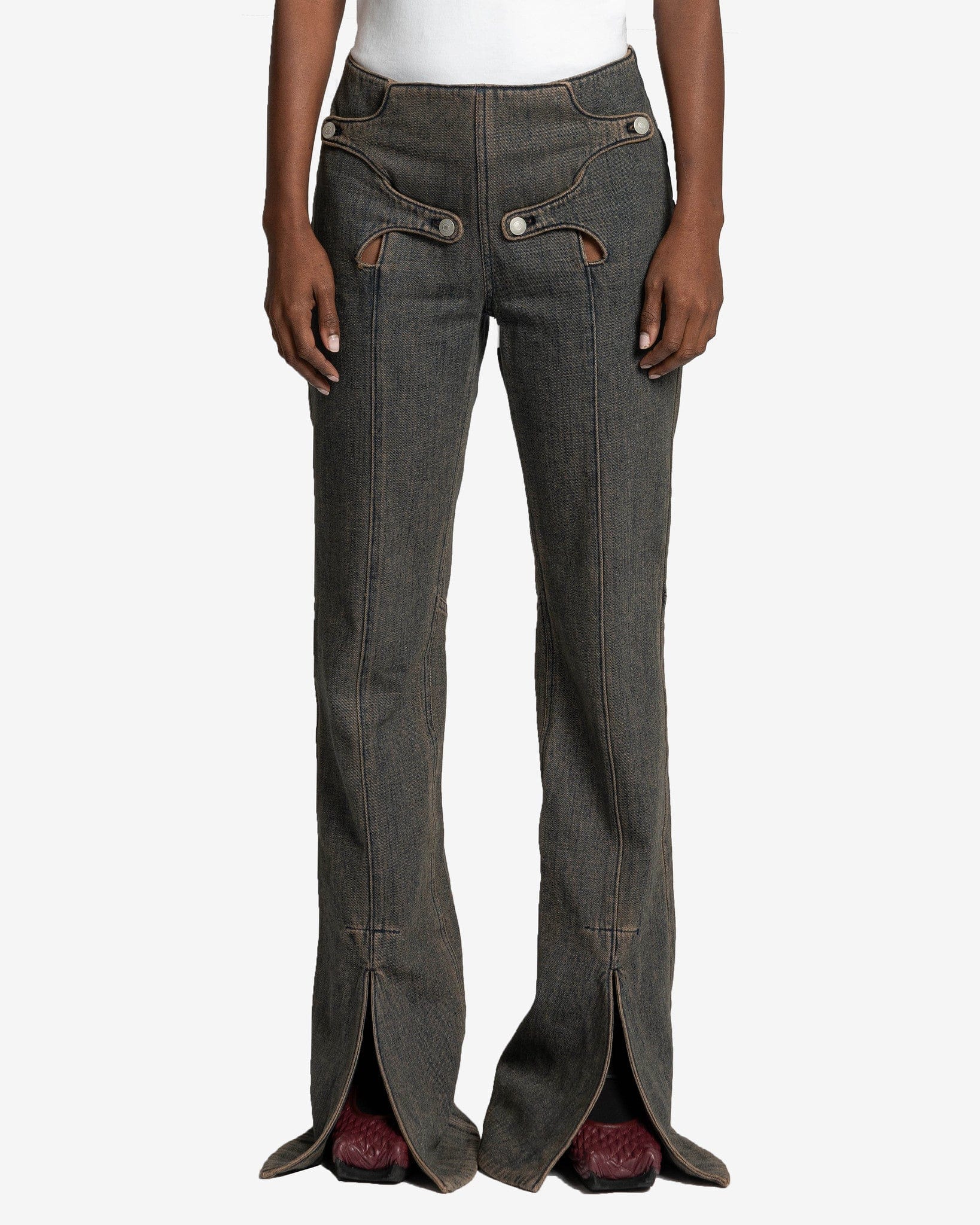 Goomheo Women Pants Simple Flap Trousers in Blue