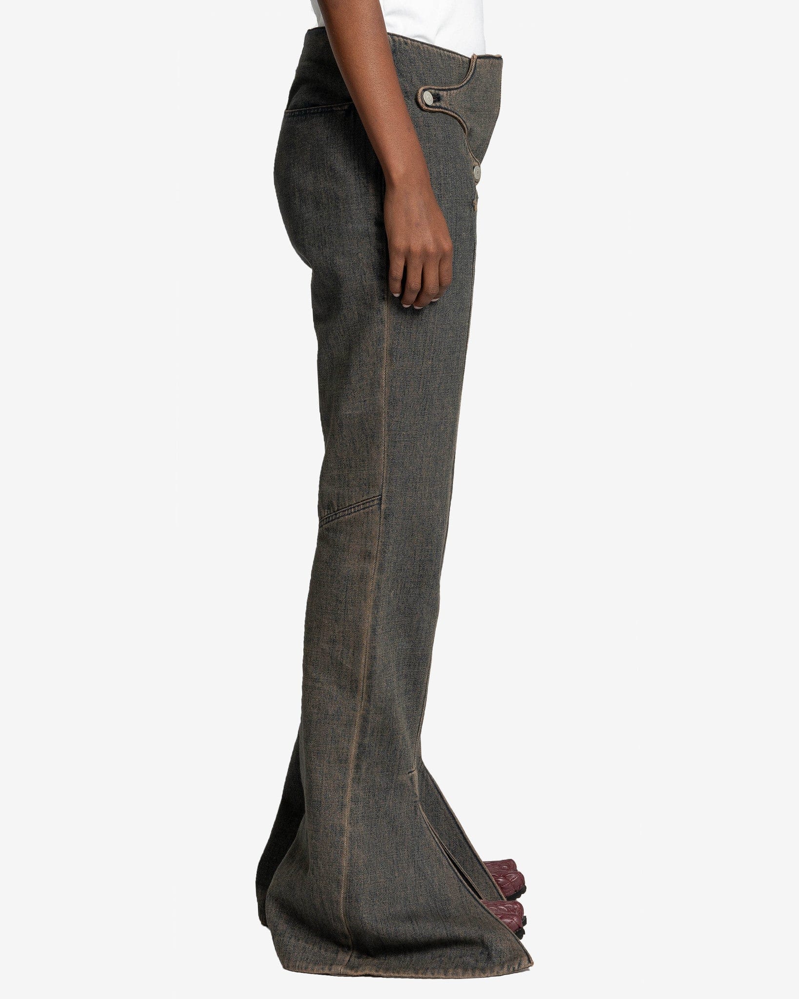 Goomheo Women Pants Simple Flap Trousers in Blue