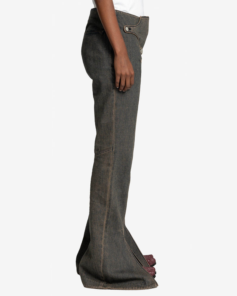 Goomheo Women Pants Simple Flap Trousers in Blue