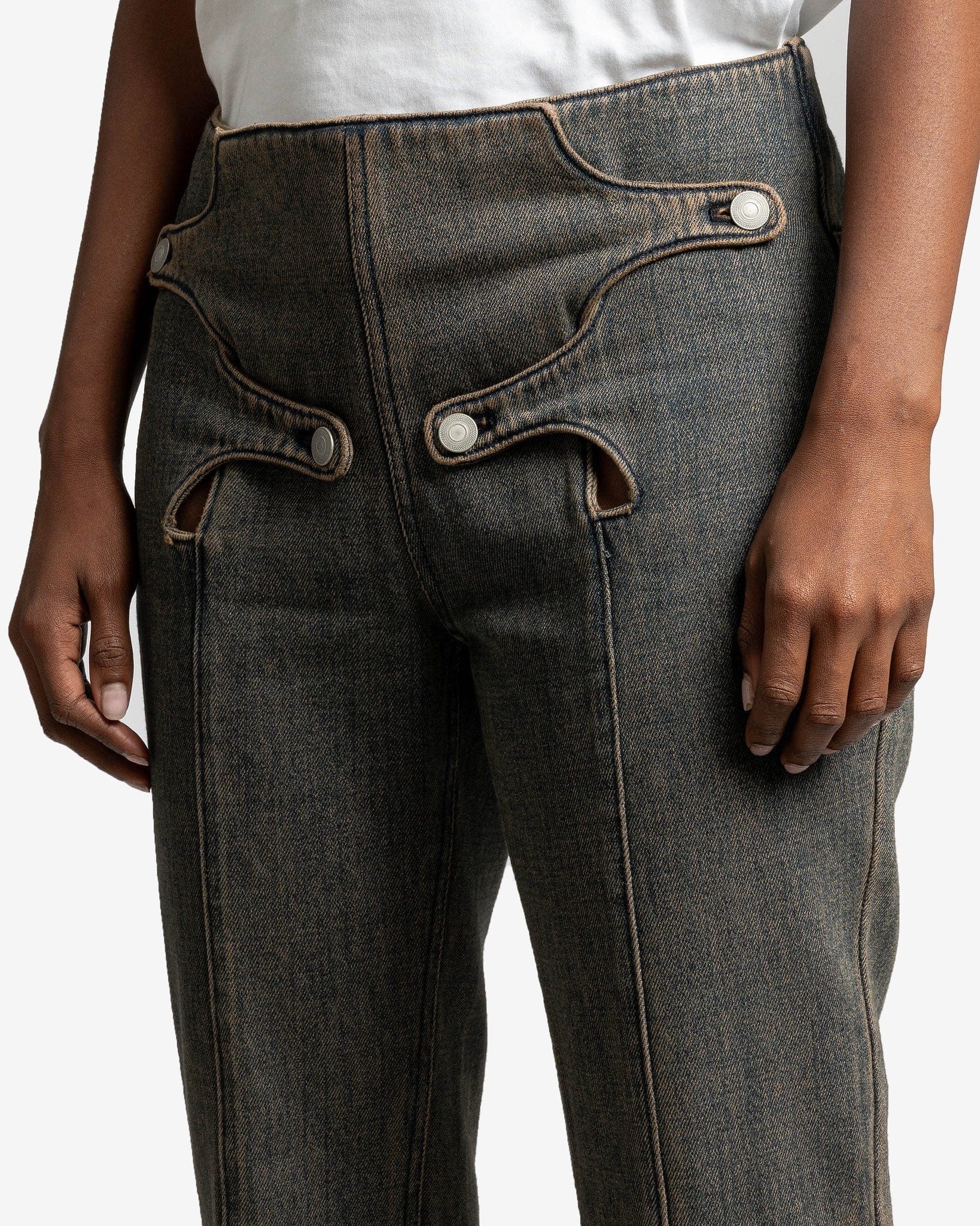 Goomheo Women Pants Simple Flap Trousers in Blue