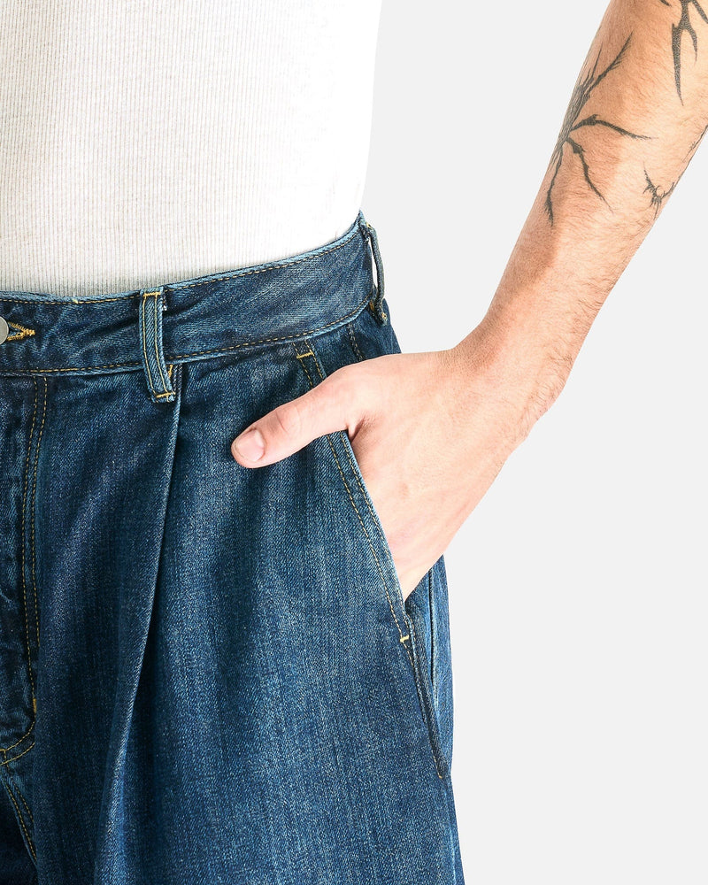 Studio Nicholson Men's Pants Single Pleat Denim Pant in Indigo